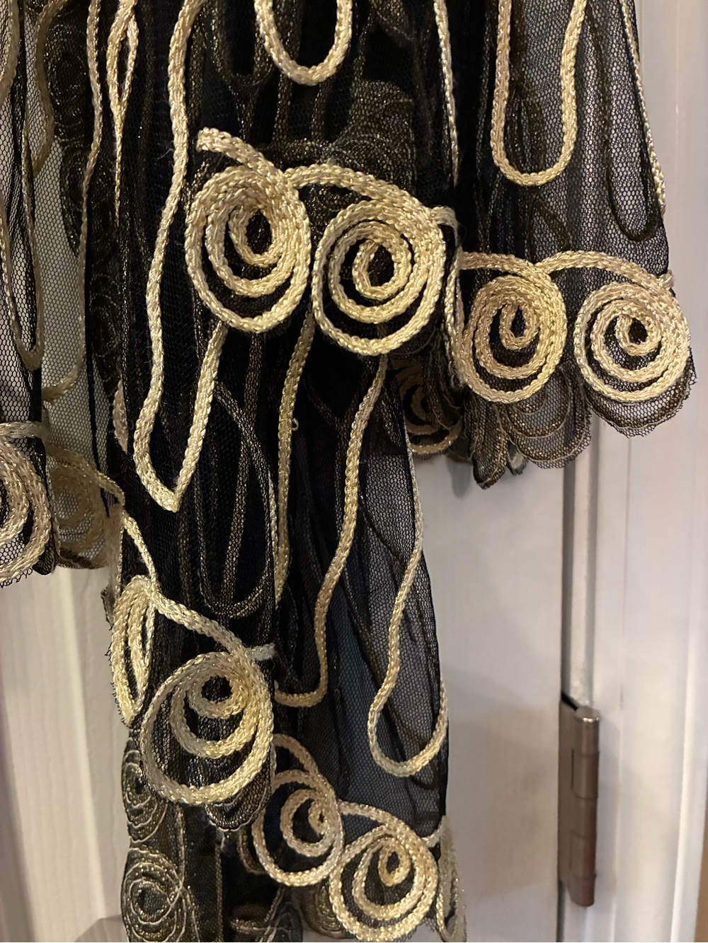 Catherines Black Sheer Duster with Gold Embroidered Trim. Size 5X - Picture 3 of 6